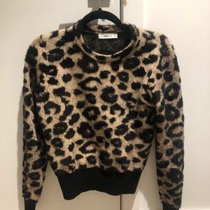 Zara Knit Leopard Print Sweater Size M cropped
